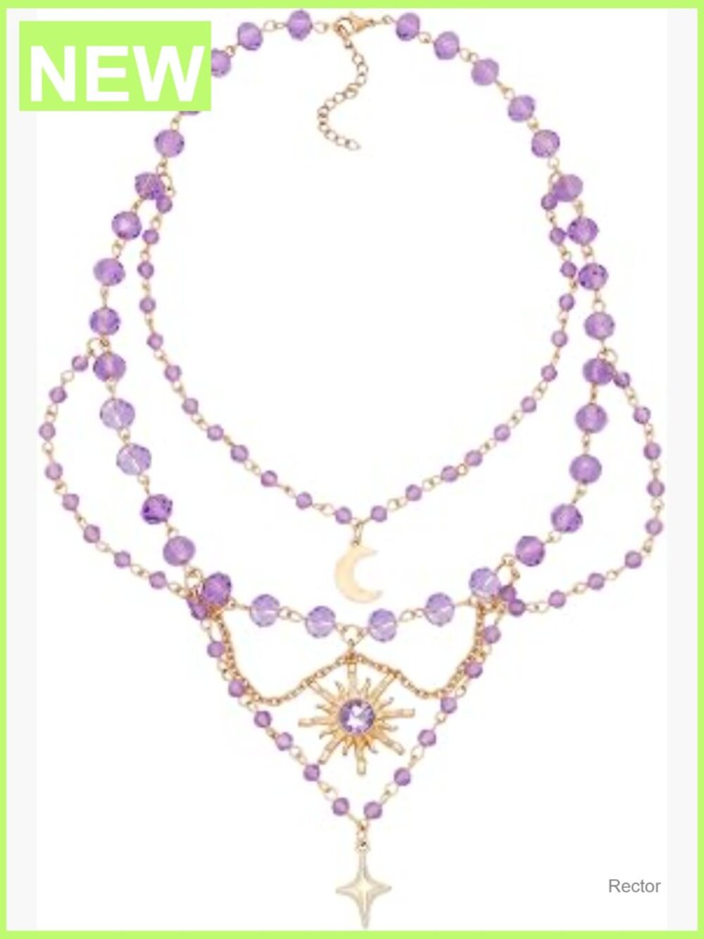 Layered Crystal Beaded Sun Choker Necklace Renaissance Fairy Faire Cosplay